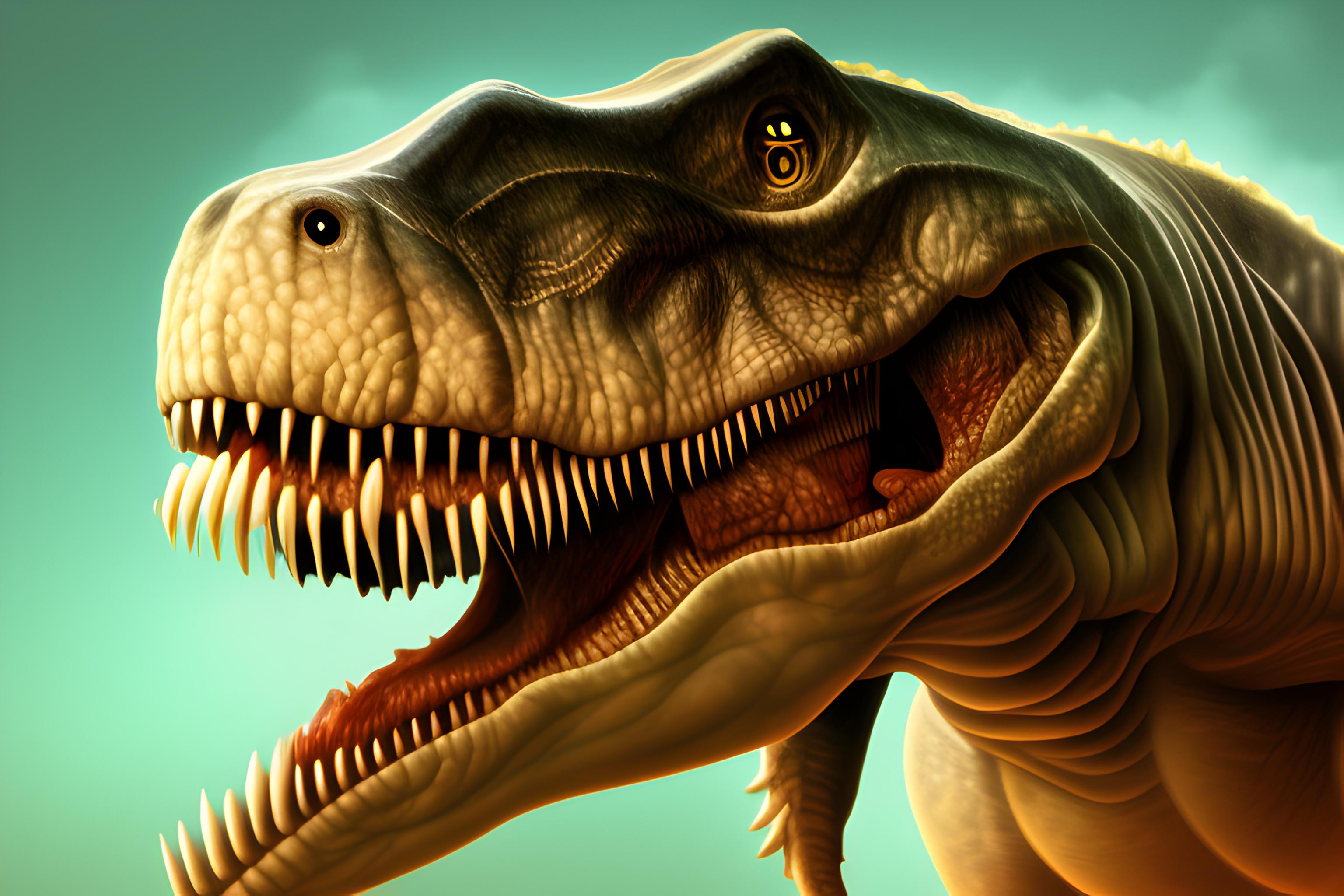 coloca um t-rex com uma carne do lado e uma árvore